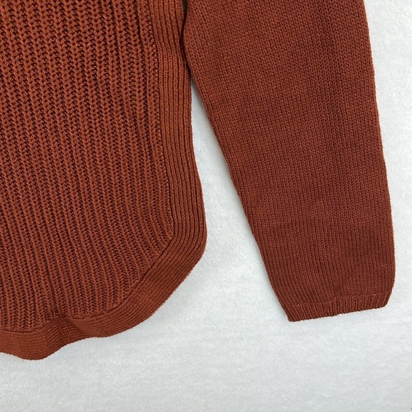 RD Style (Stitch Fix) Pullover Sweater Sz M Dk Rust Ribbed Pattern Cotton Blend - Picture 5 of 11